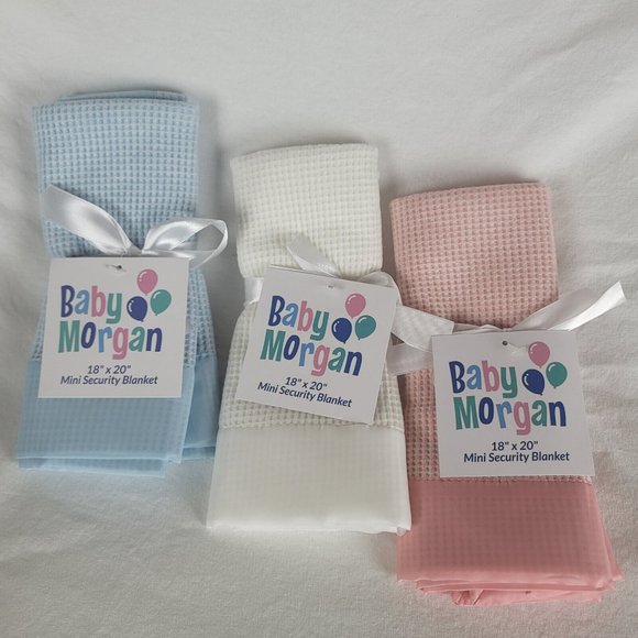 COPY - Baby Morgan Thermal Waffle Blanket Nylon Satin Trim - 18”x20” Mini Secur… - Picture 2 of 16